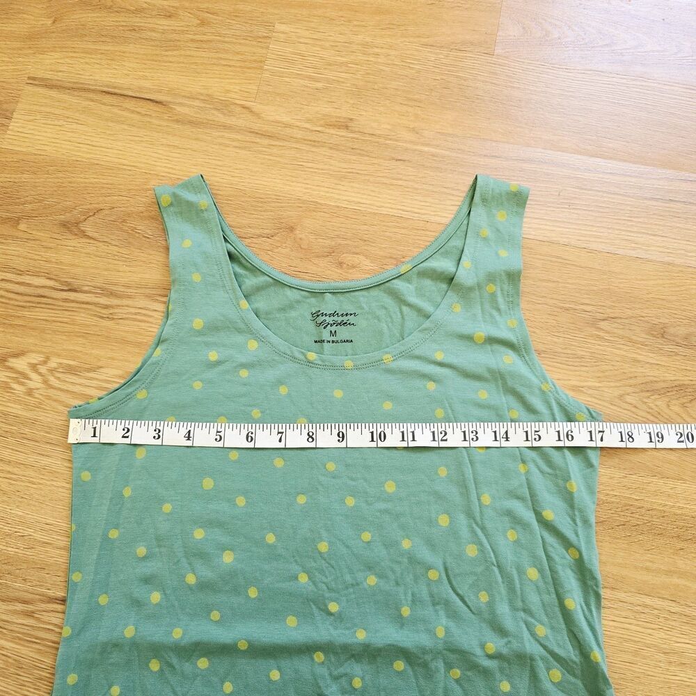 Gudrun Sjoden Lyocel Green Polka Dot Pytte Sleeveless Stretch Summer Dress Sz M - Picture 7 of 9